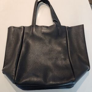 Misika Black Leather Tote Bag